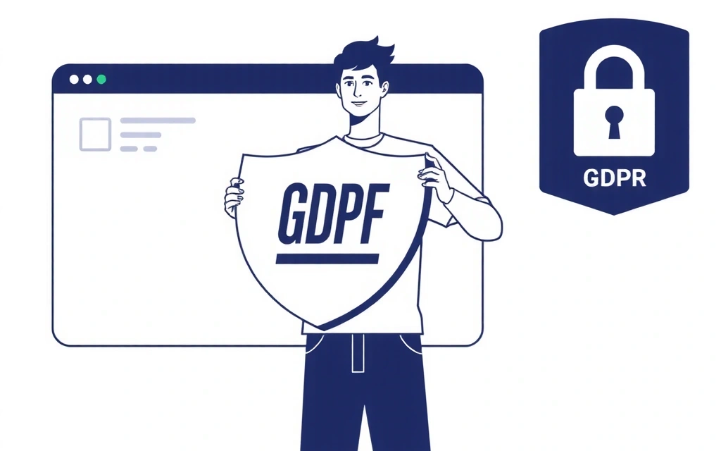 Illustration of a person holding a shield, symbolizing data protection laws